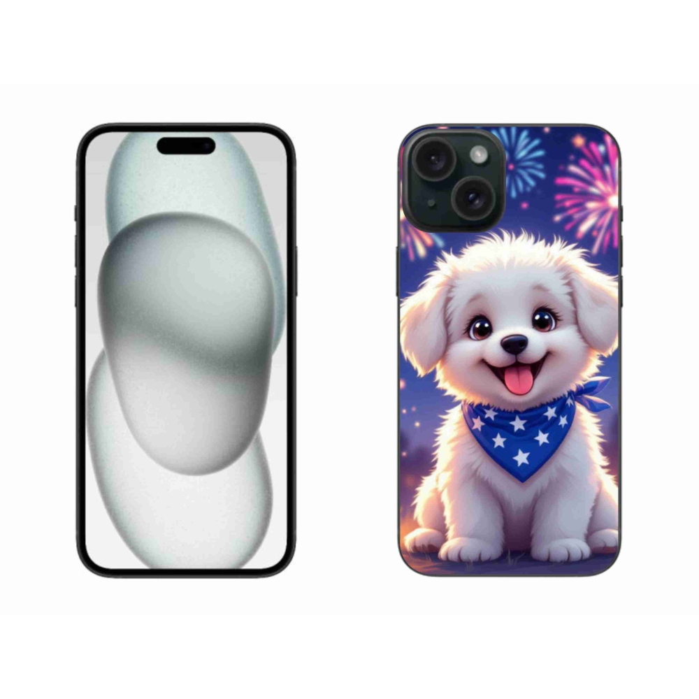 Gélový kryt mmCase na iPhone 15 Plus - slávnostné šteňa