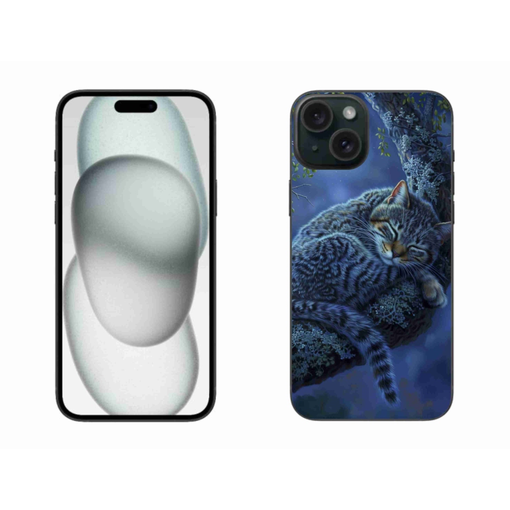 Gélový kryt mmCase na iPhone 15 Plus - spiaca mačka