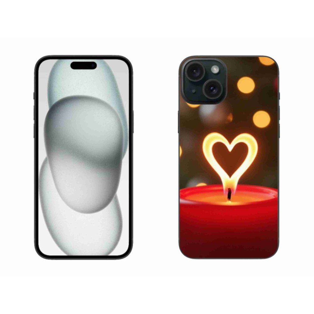Gélový kryt mmCase na iPhone 15 Plus - srdce z plameňa