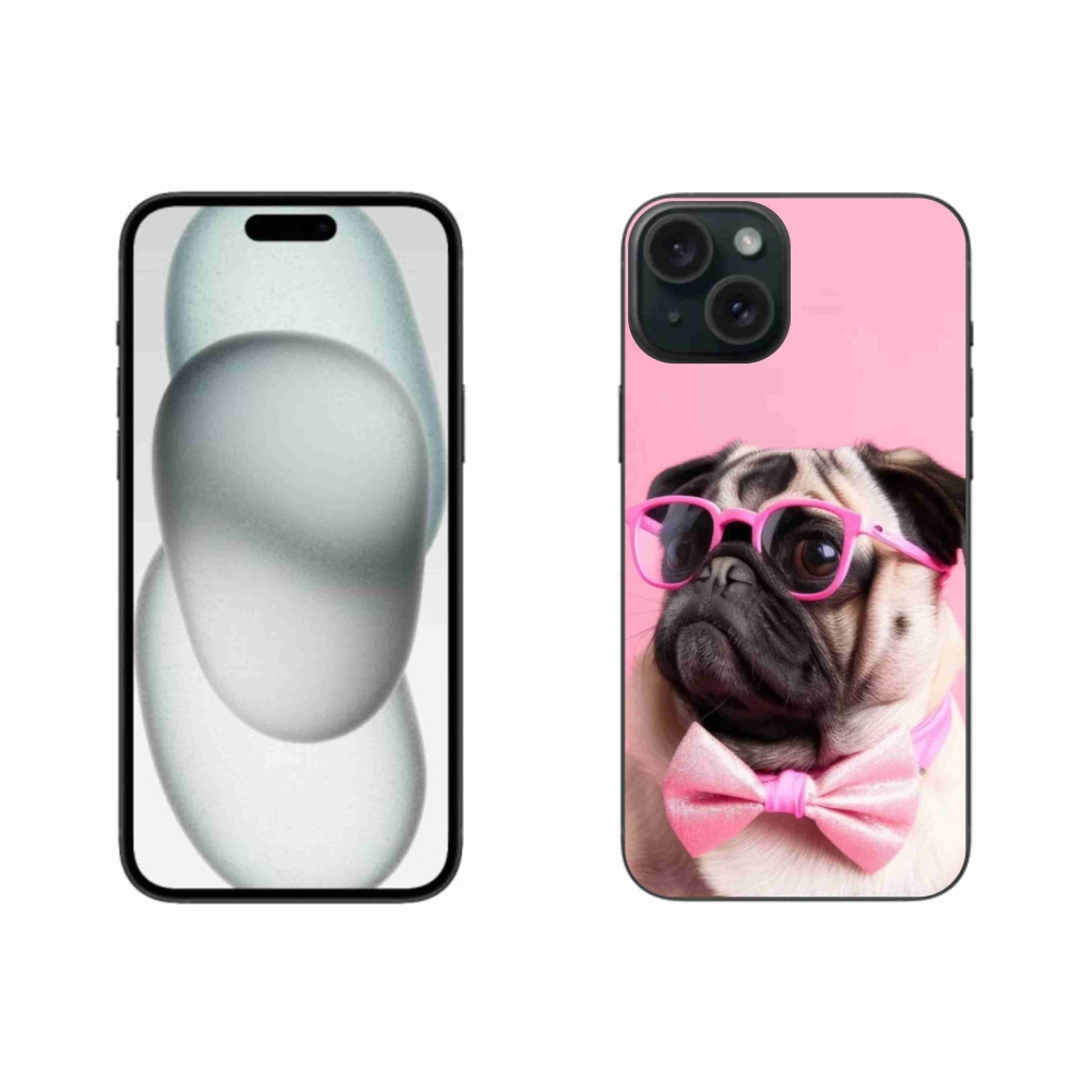Gélový kryt mmCase na iPhone 15 Plus - štýlový mops