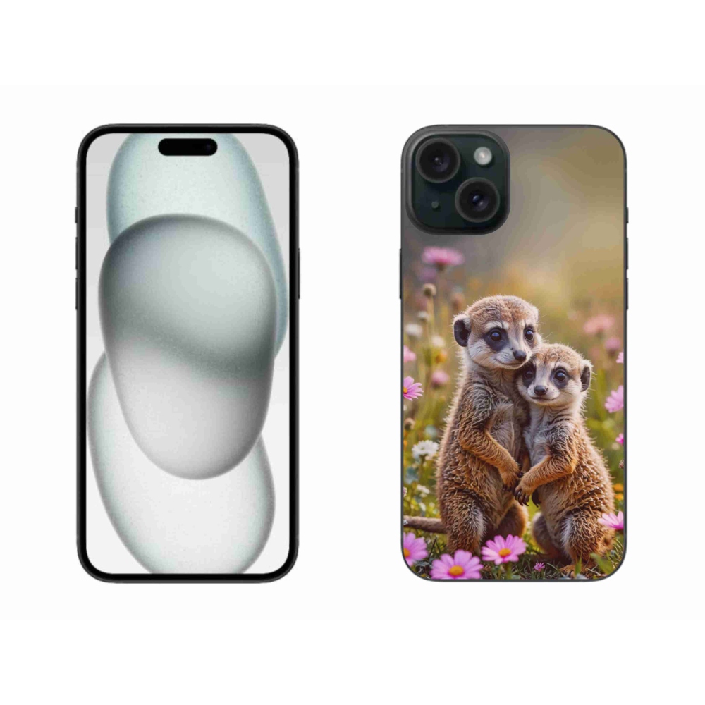 Gélový kryt mmCase na iPhone 15 Plus - surikatí duo
