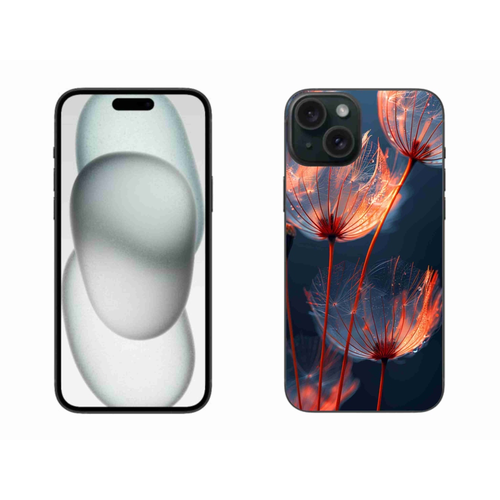 Gélový kryt mmCase na iPhone 15 Plus - svetielkujúce páperie