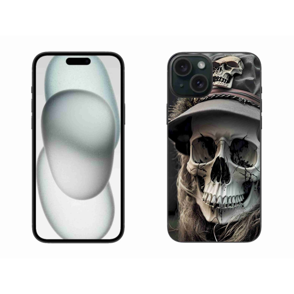 Gélový kryt mmCase na iPhone 15 Plus - temná lebka