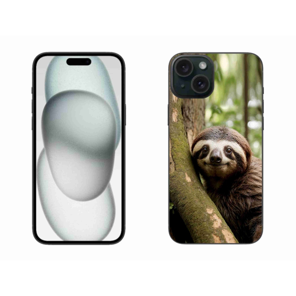Gélový kryt mmCase na iPhone 15 Plus - usmievavý leňochod