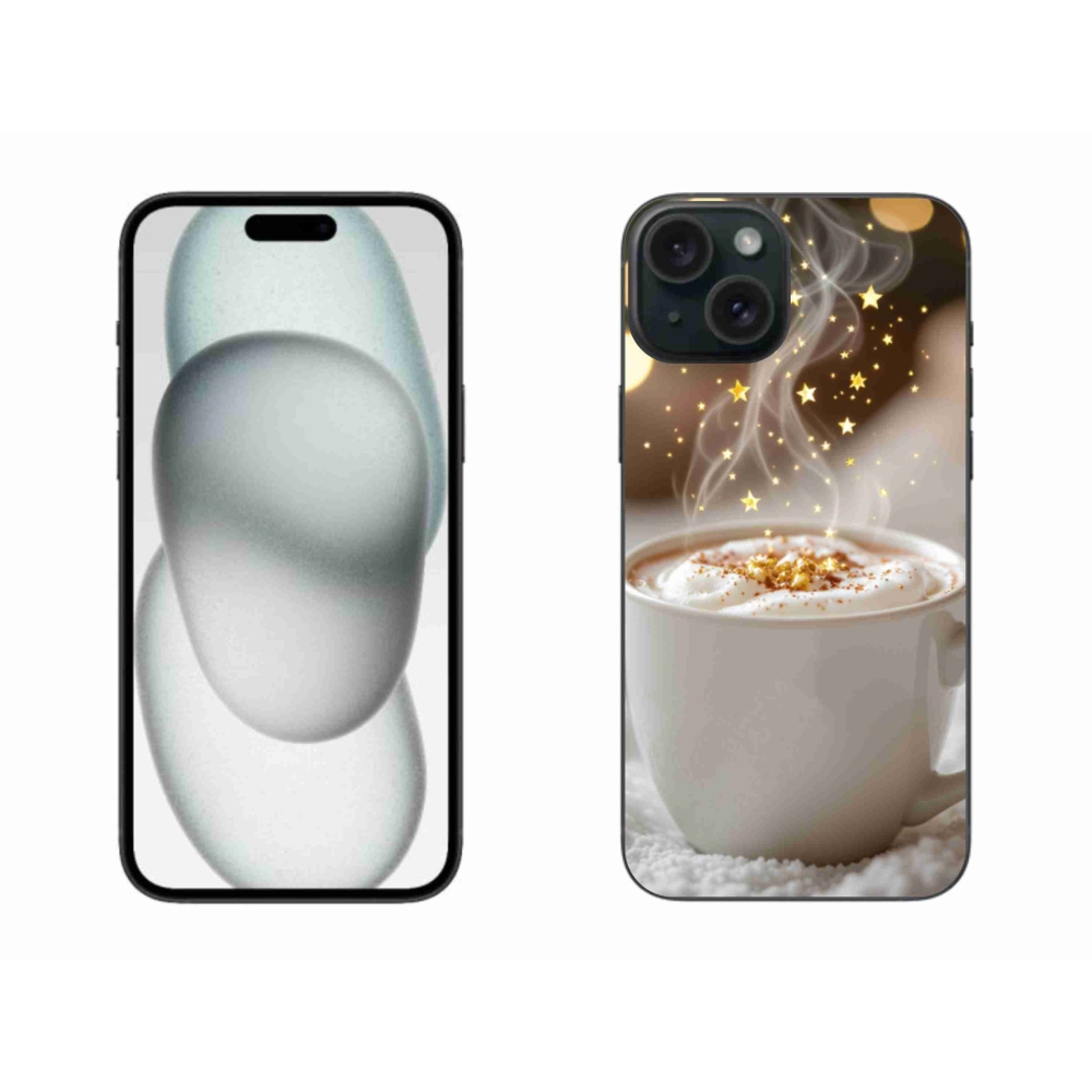 Gélový kryt mmCase na iPhone 15 Plus - vianočný horúci nápoj