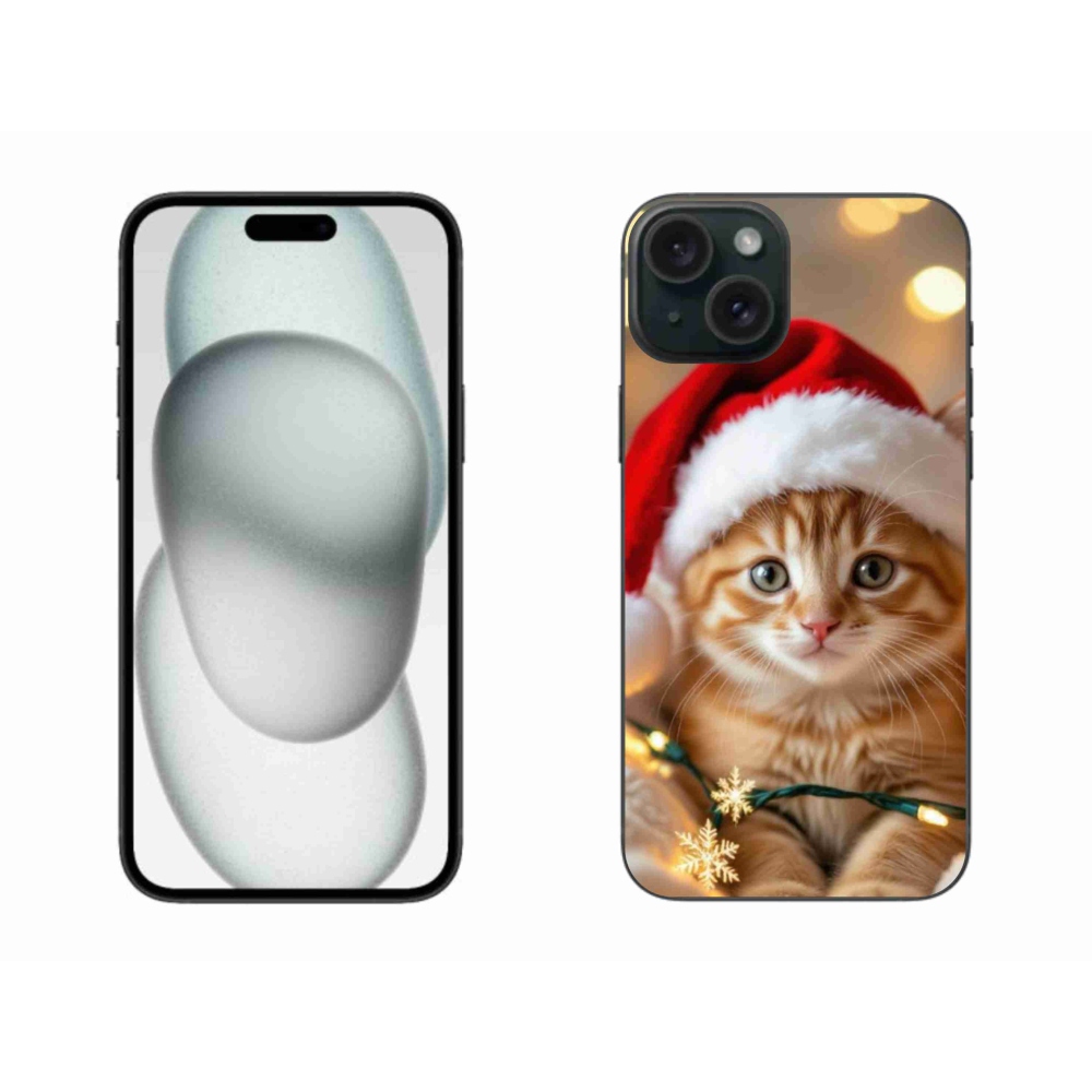 Gélový kryt mmCase na iPhone 15 Plus - vianočné mačiatko
