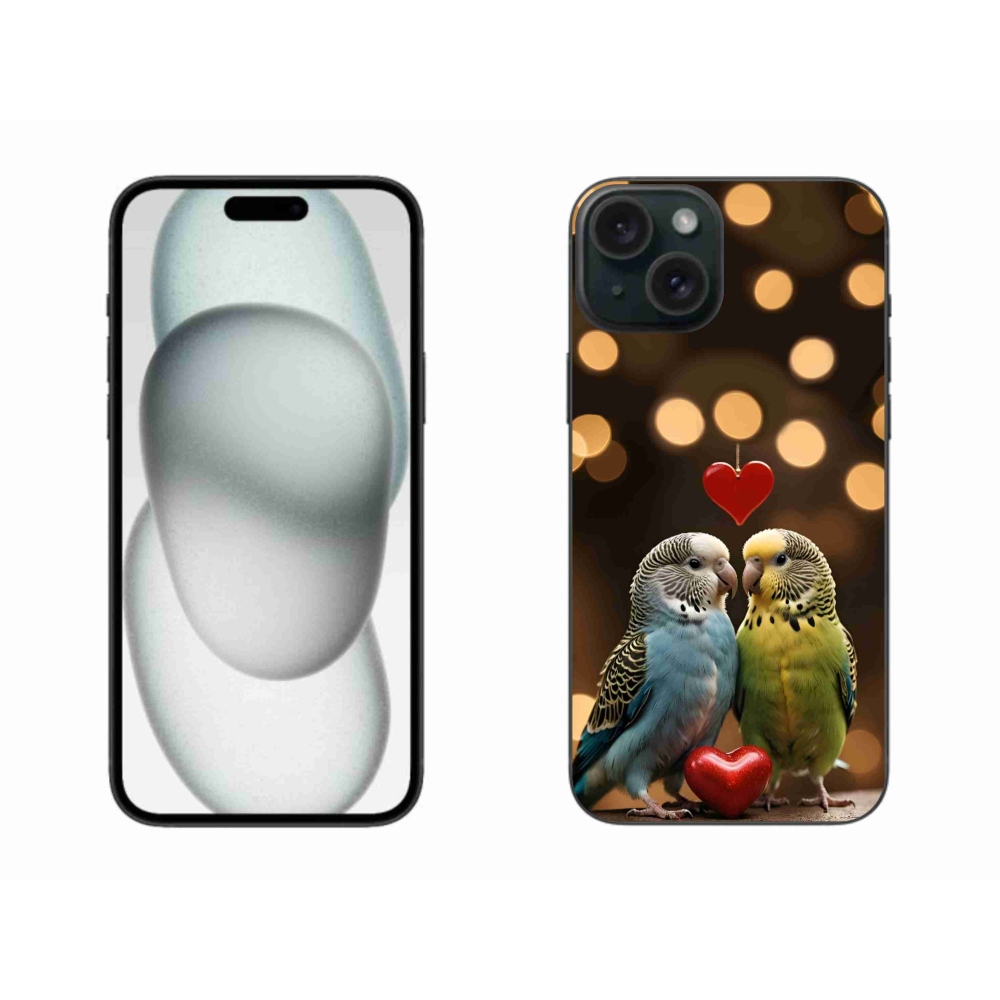 Gélový kryt mmCase na iPhone 15 Plus - zamilovaní papagáje