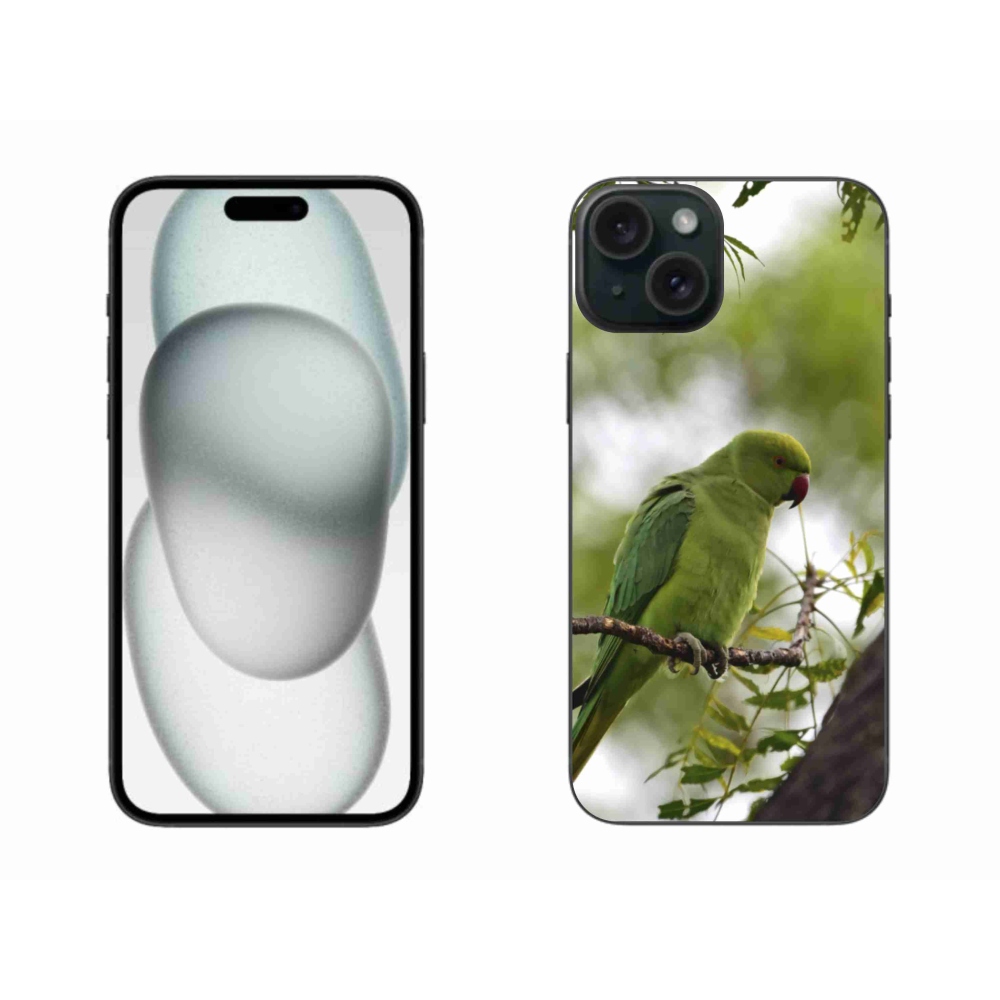 Gélový kryt mmCase na iPhone 15 Plus - zelený papagáj