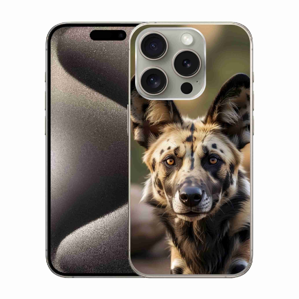 Gélový kryt mmCase na iPhone 15 Pro - africký divoký pes