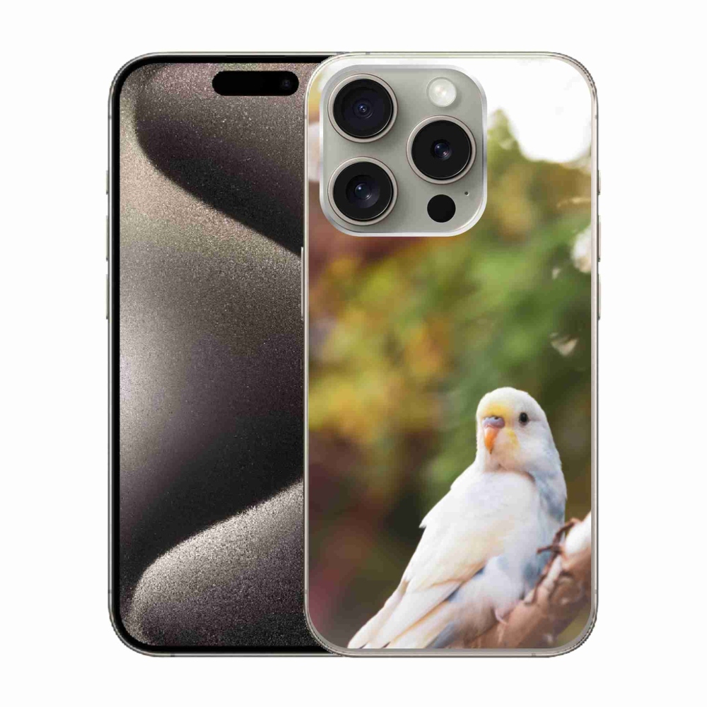 Gélový kryt mmCase na iPhone 15 Pro - andulka biela