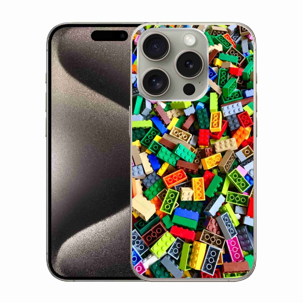 Gélový kryt mmCase na iPhone 15 Pro - farebné stavebné kocky
