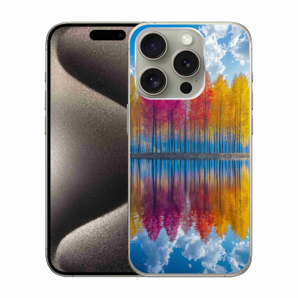 Gélový kryt mmCase na iPhone 15 Pro - farebné stromy
