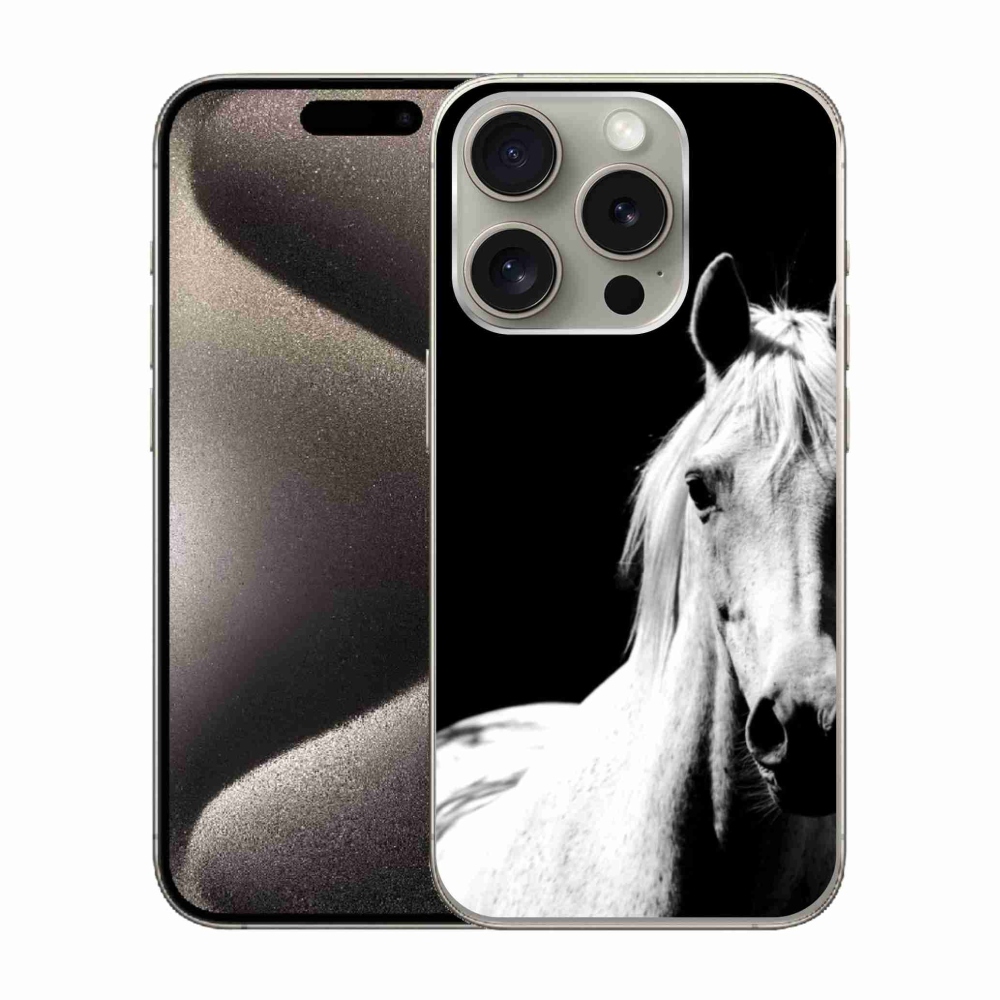 Gélový kryt mmCase na iPhone 15 Pro - biely kôň 5
