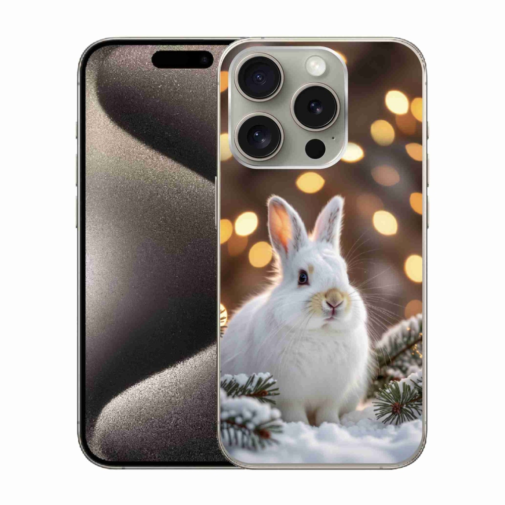 Gélový kryt mmCase na iPhone 15 Pro - biely zajac