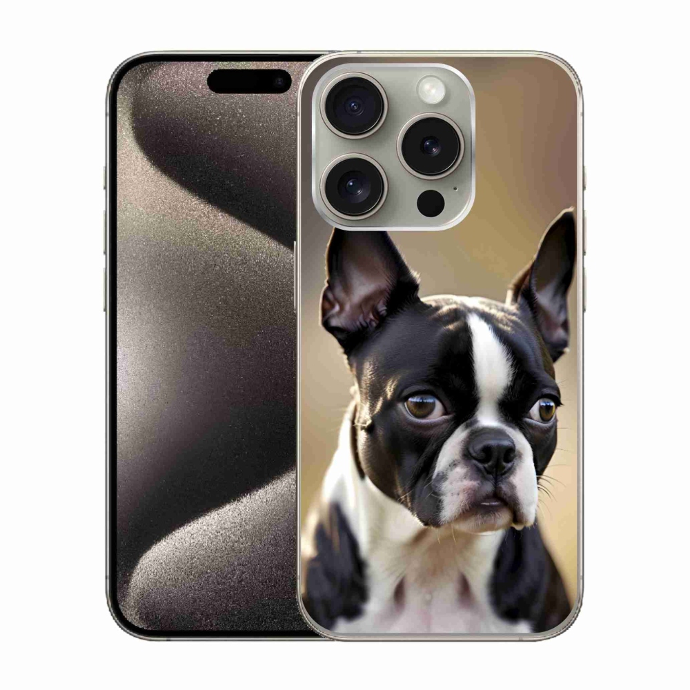 Gélový kryt mmCase na iPhone 15 Pro - bostonský teriér