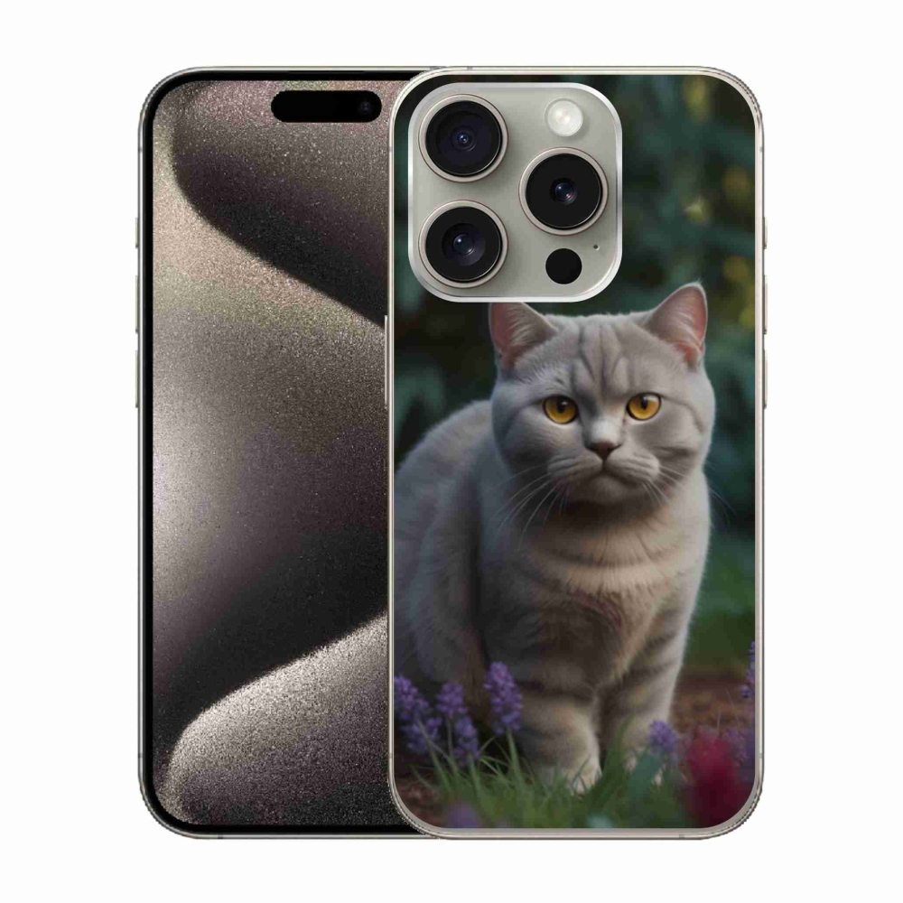 Gélový kryt mmCase na iPhone 15 Pro - britská mačka