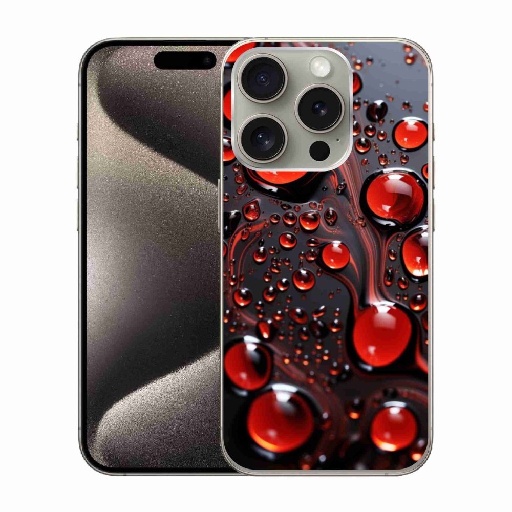 Gélový kryt mmCase na iPhone 15 Pro - červené kvapky 2