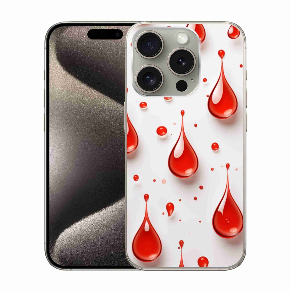Gélový kryt mmCase na iPhone 15 Pro - červené kvapky