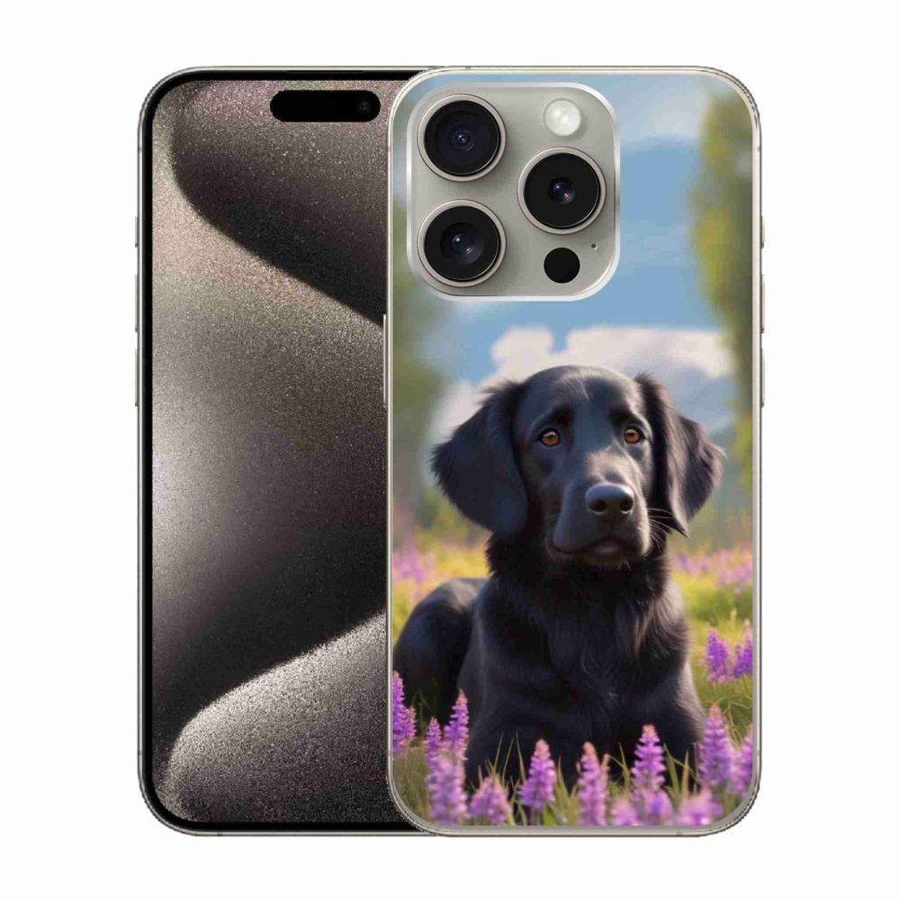 Gélový kryt mmCase na iPhone 15 Pro - elegantný čierny retriever