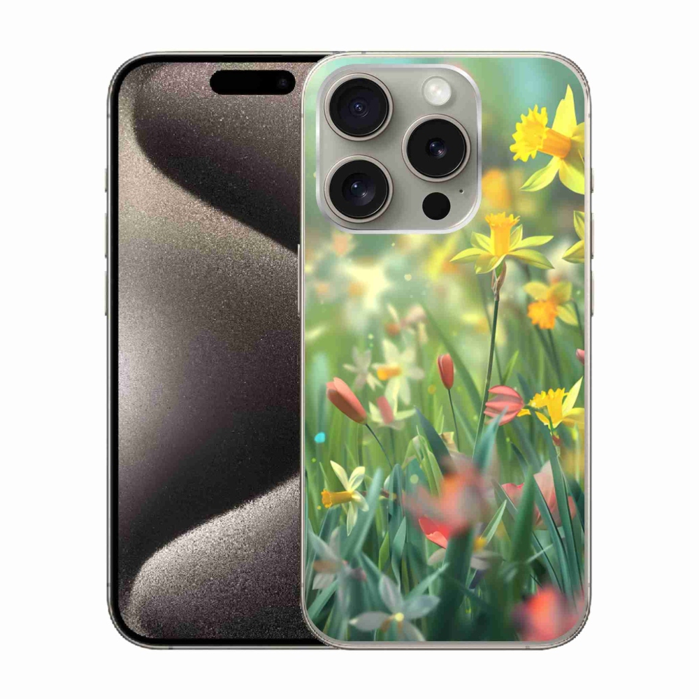 Gélový kryt mmCase na iPhone 15 Pro - jarné kvety