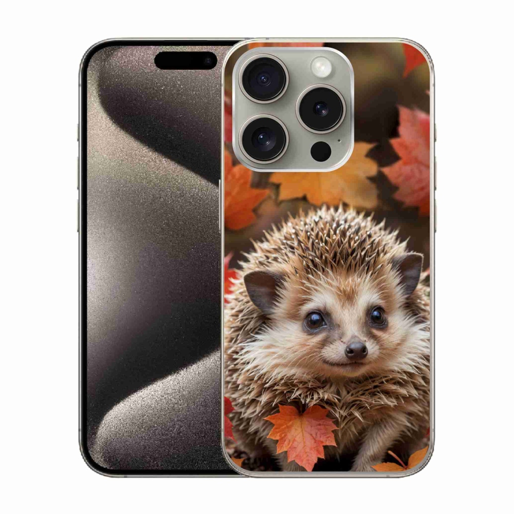 Gélový kryt mmCase na iPhone 15 Pro - ježko v lístí