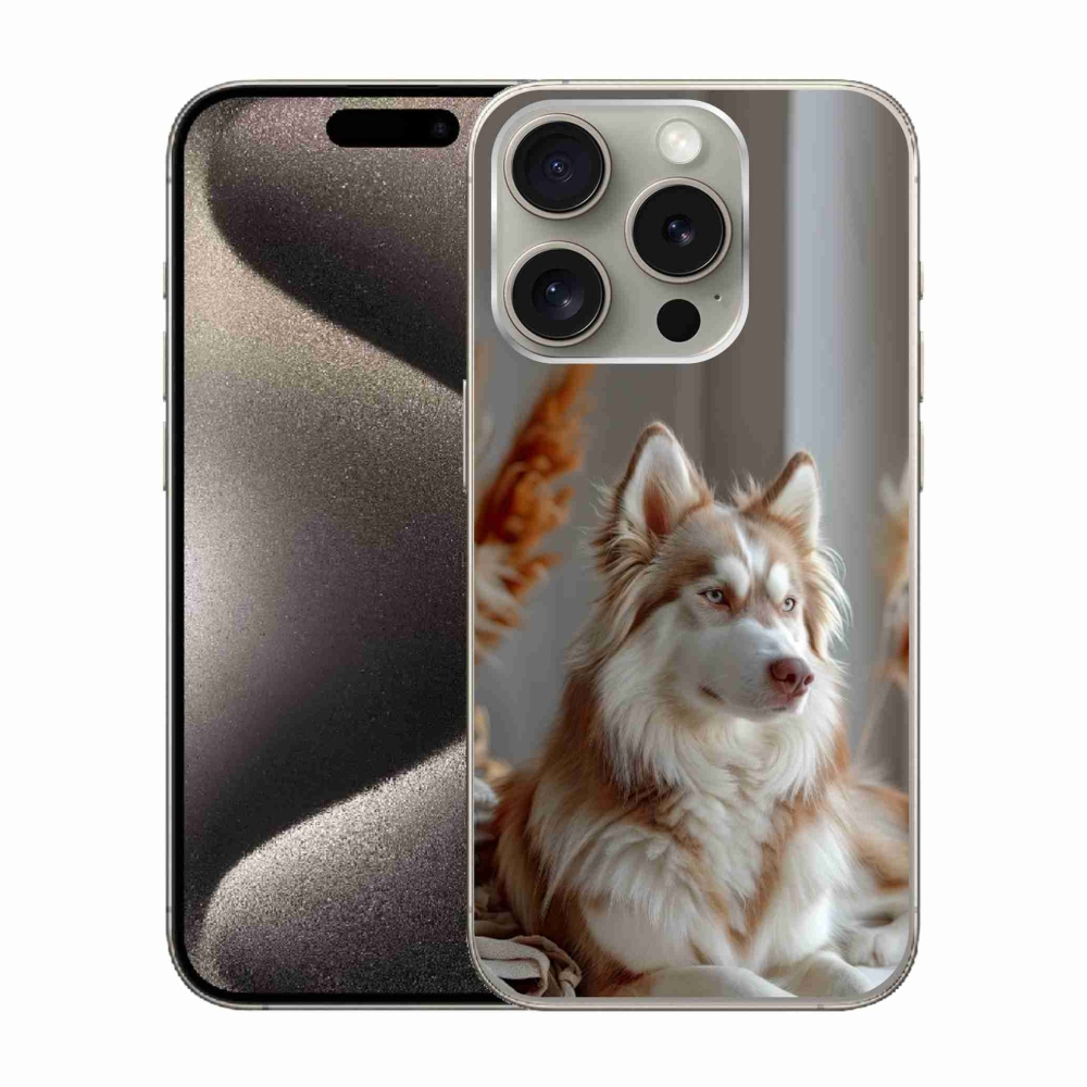 Gélový kryt mmCase na iPhone 15 Pro - pokojný sibírsky husky
