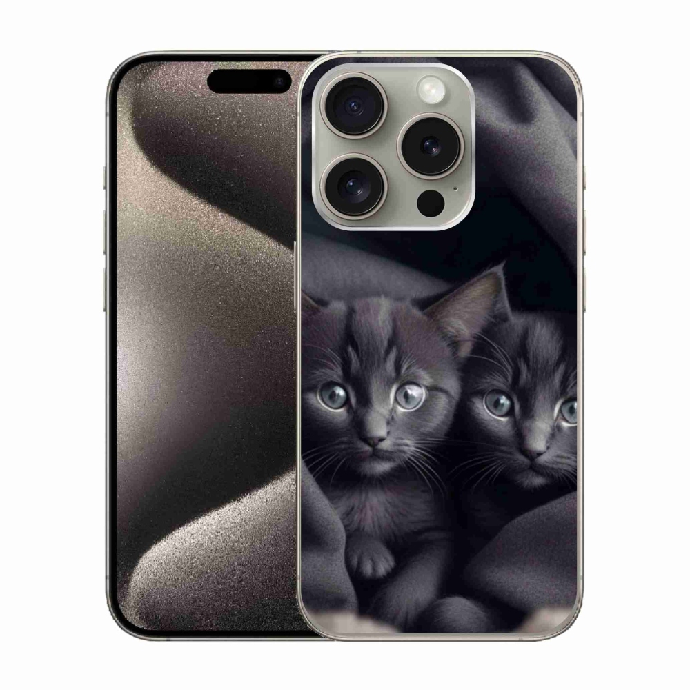 Gélový kryt mmCase na iPhone 15 Pro - mačacie duo