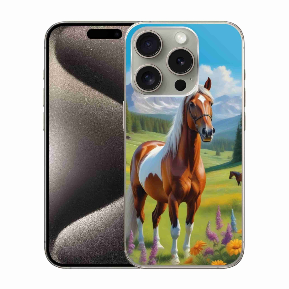 Gélový kryt mmCase na iPhone 15 Pro - kôň na lúke