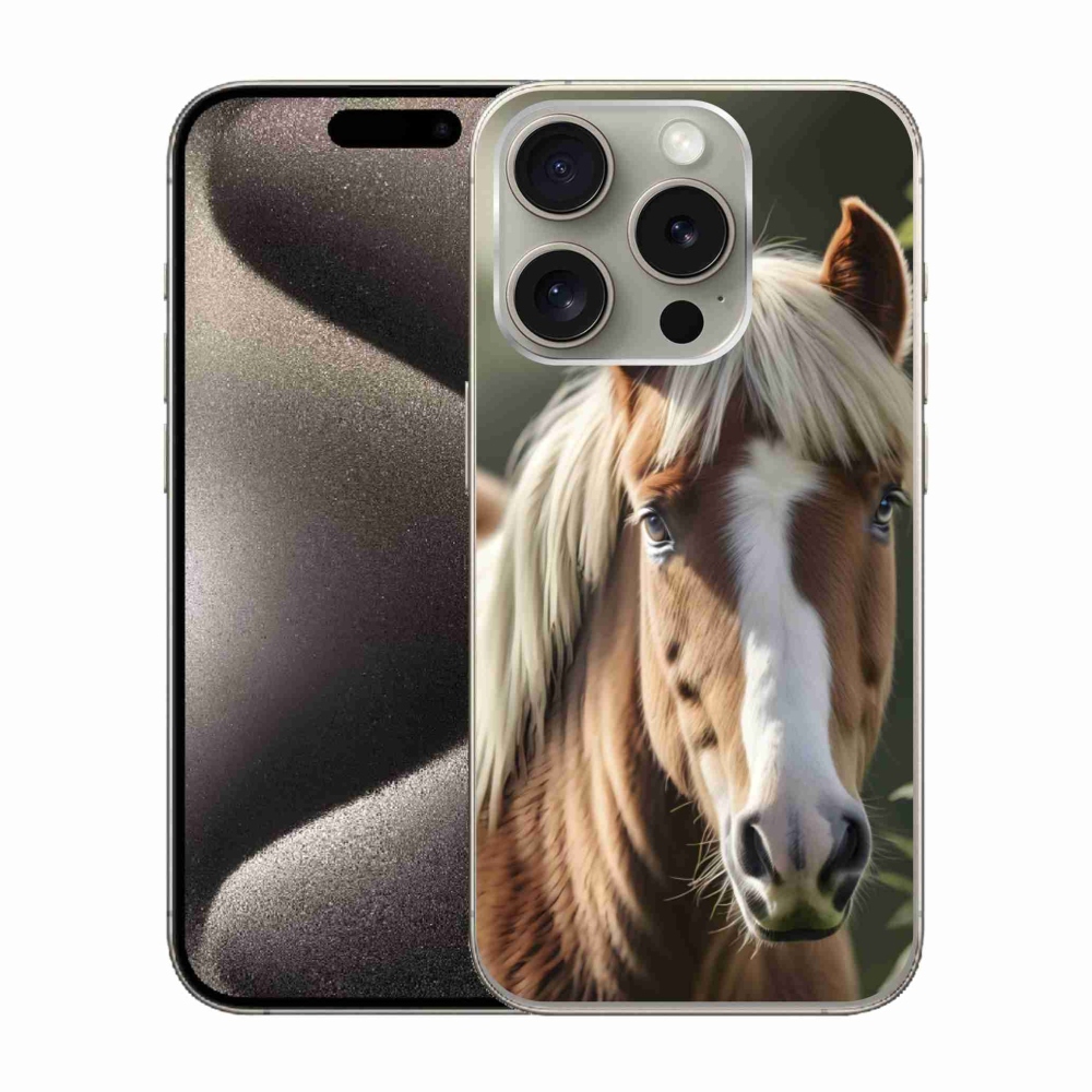 Gélový kryt mmCase na iPhone 15 Pro - kôň so svetlou hrivou