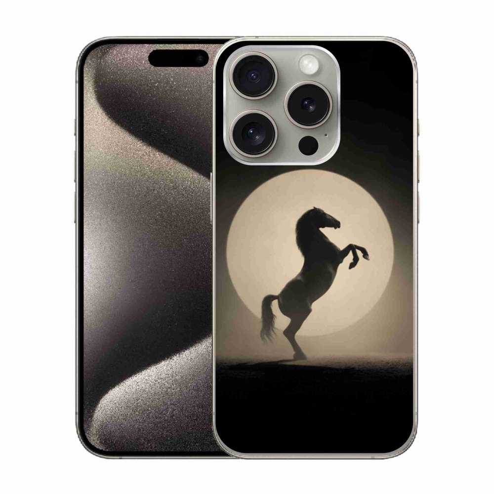 Gélový kryt mmCase na iPhone 15 Pro - kôň v siluete