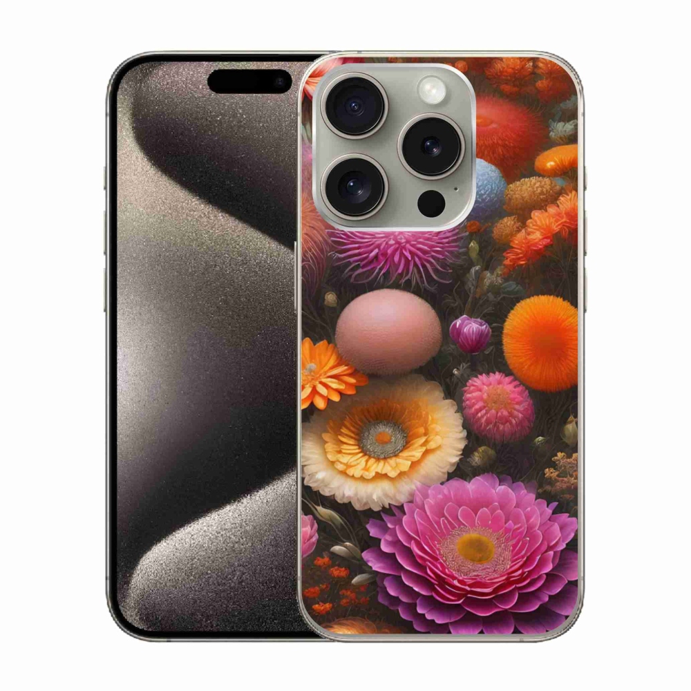 Gélový kryt mmCase na iPhone 15 Pro - kvetinová kompozícia