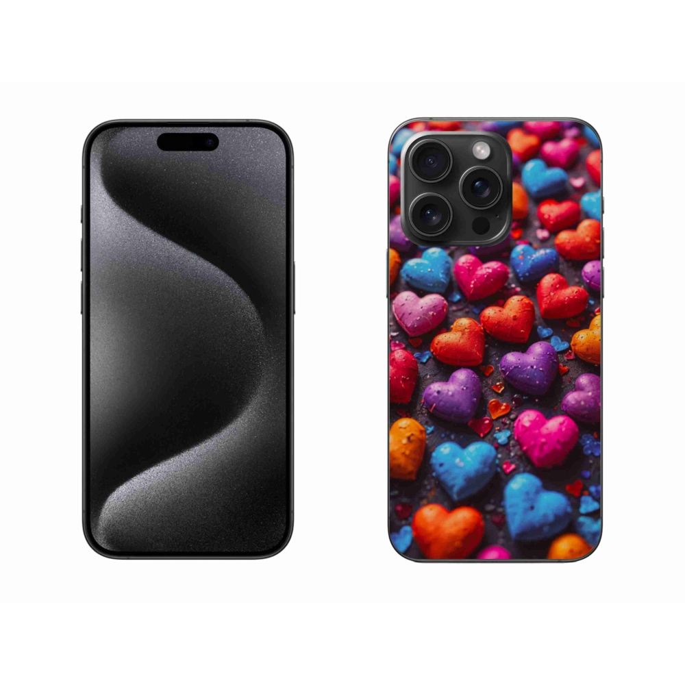 Gélový kryt mmCase na iPhone 15 Pro Max - farebné srdcia
