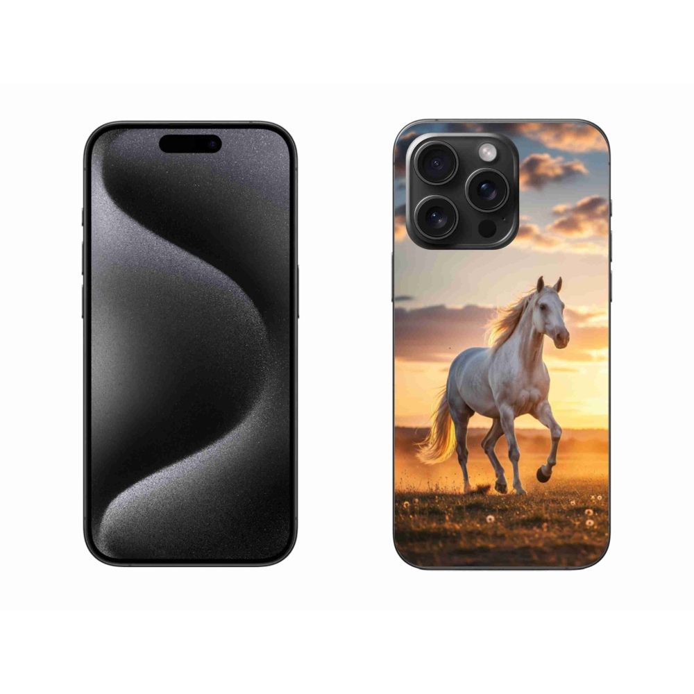 Gélový kryt mmCase na iPhone 15 Pro Max - bežiaci biely kôň 2