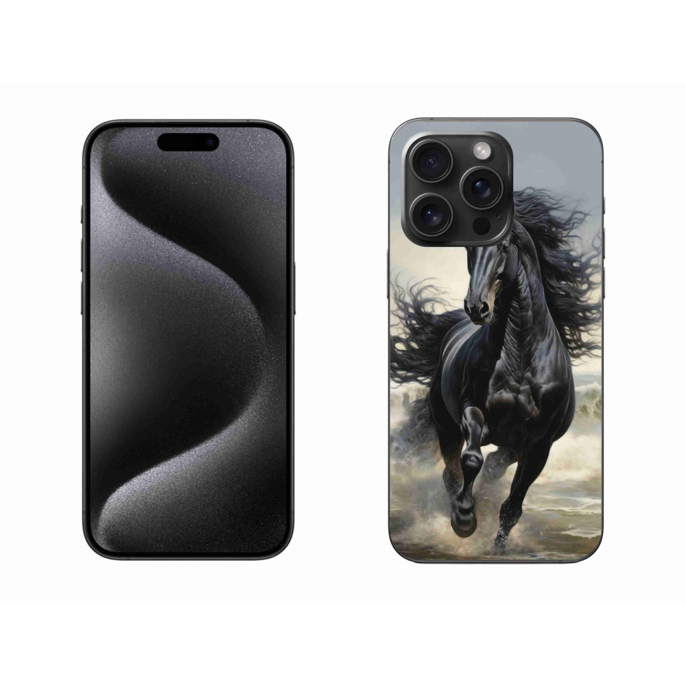 Gélový kryt mmCase na iPhone 15 Pro Max - bežiaci čierny kôň