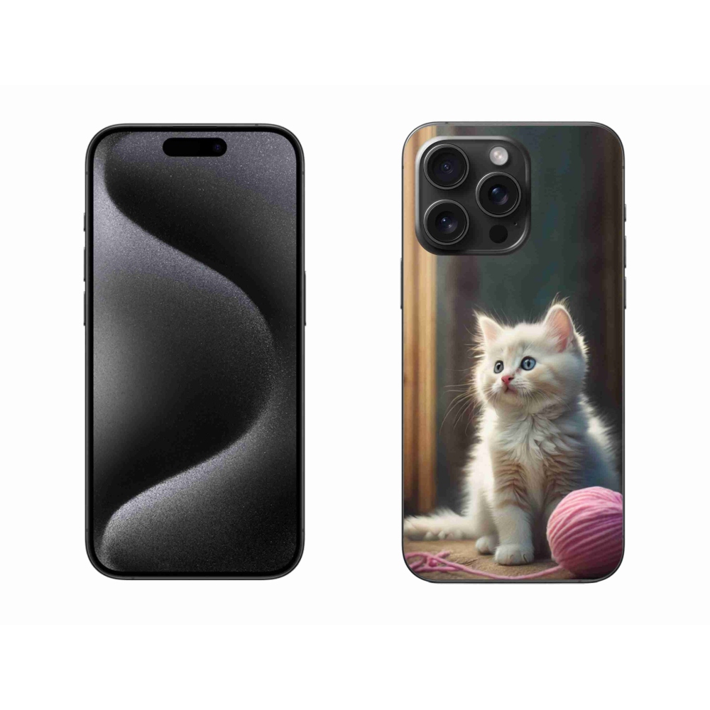 Gélový kryt mmCase na iPhone 15 Pro Max - biele mačiatko 2