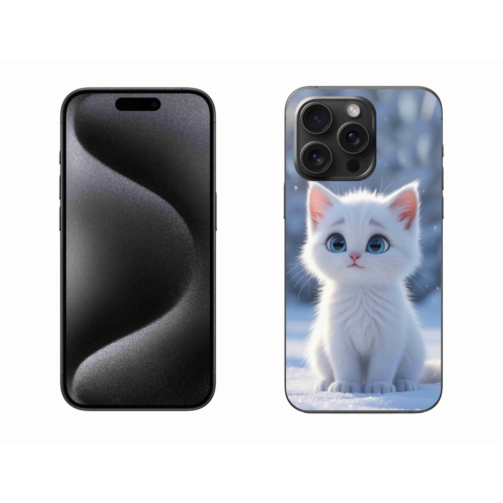 Gélový kryt mmCase na iPhone 15 Pro Max - biele mačiatko 3