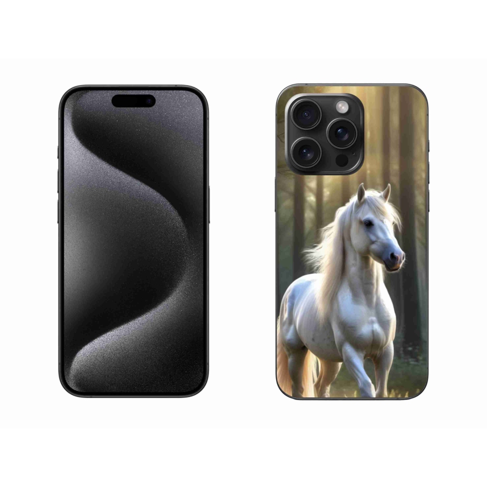 Gélový kryt mmCase na iPhone 15 Pro Max - biely kôň 3