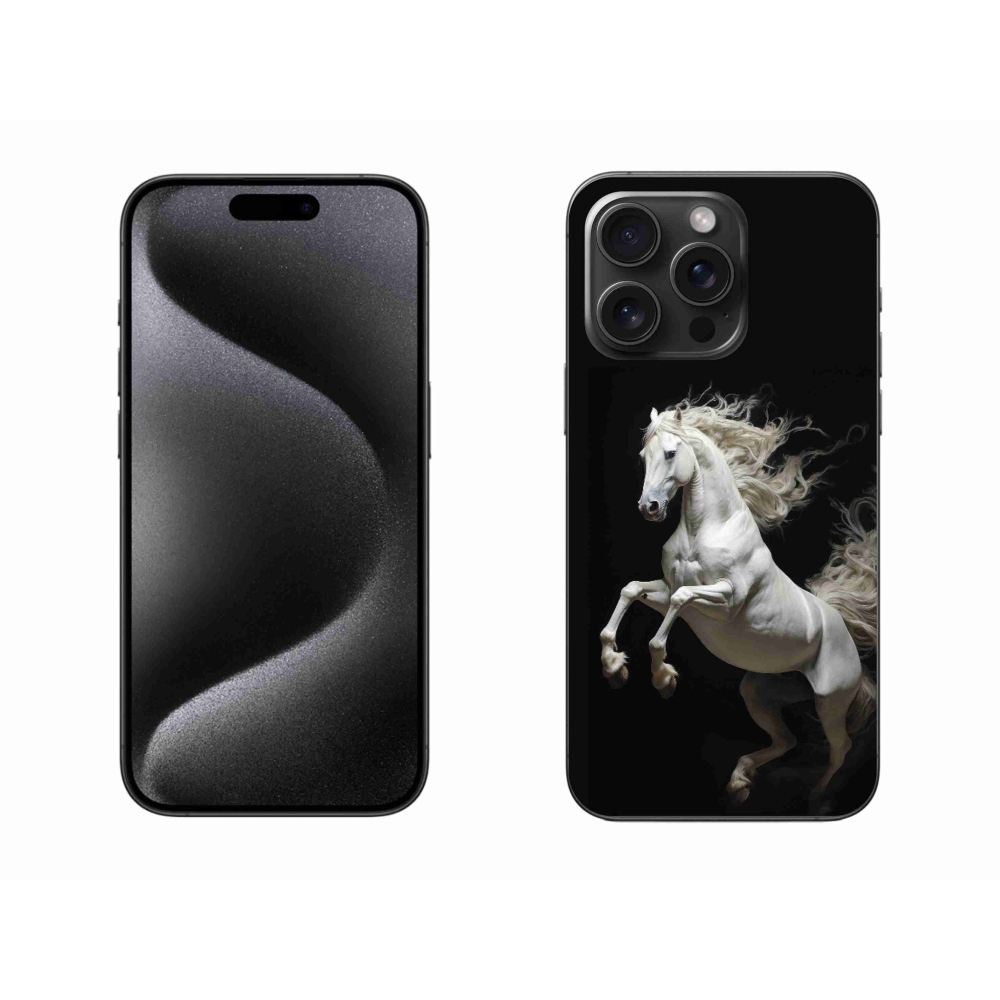 Gélový kryt mmCase na iPhone 15 Pro Max - biely kôň 4