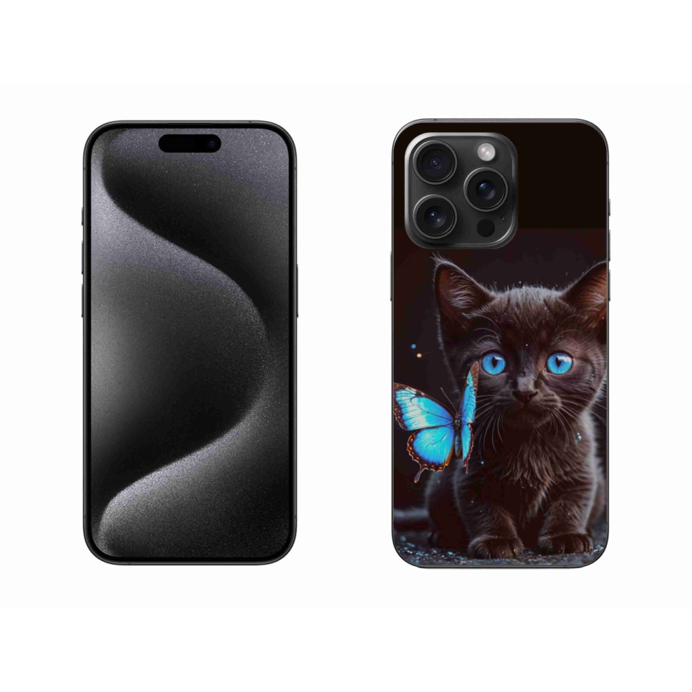 Gélový kryt mmCase na iPhone 15 Pro Max - čierne mačiatko 3
