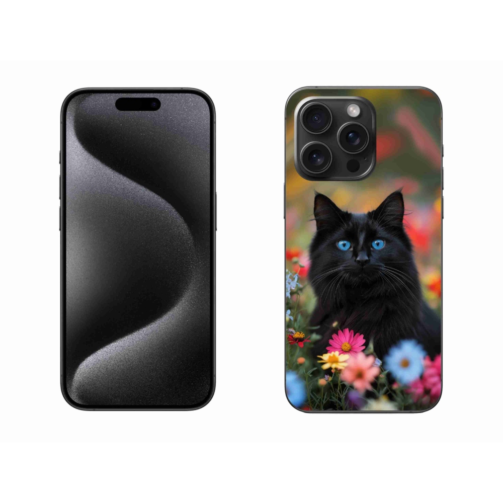 Gélový kryt mmCase na iPhone 15 Pro Max - čierne mačiatko 4