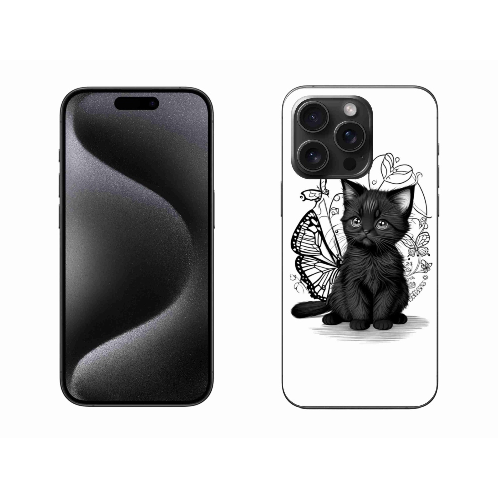 Gélový kryt mmCase na iPhone 15 Pro Max - čierne mačiatko
