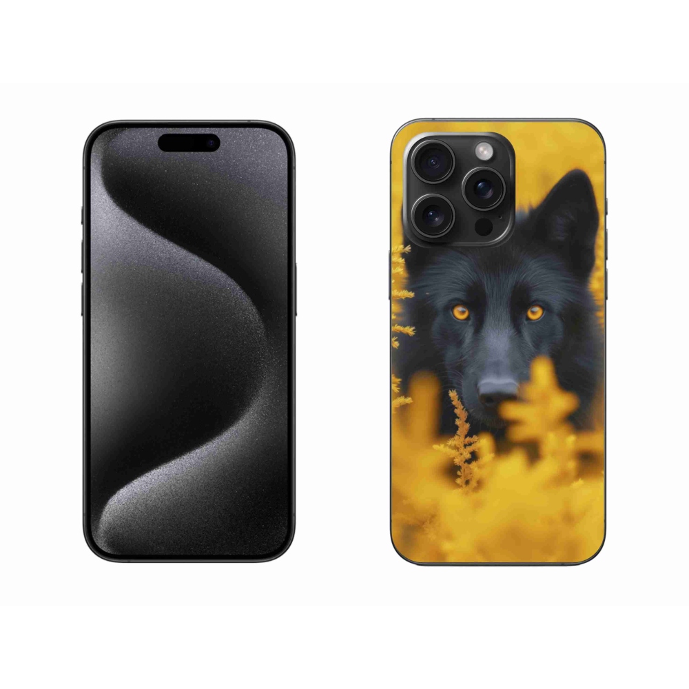 Gélový kryt mmCase na iPhone 15 Pro Max - čierny vlk 2