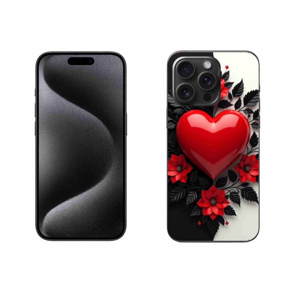Gélový kryt mmCase na iPhone 15 Pro Max - červené srdce