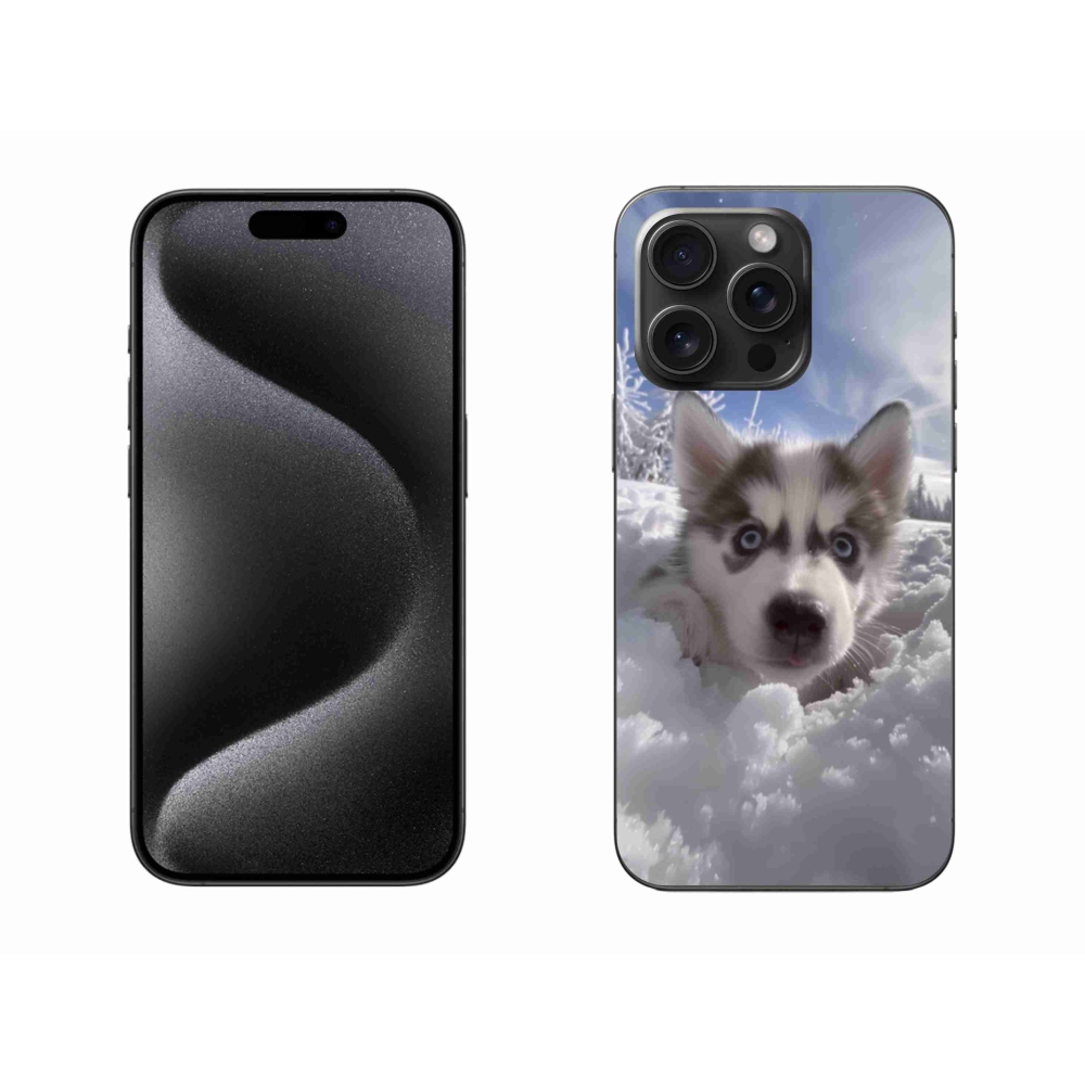 Gélový kryt mmCase na iPhone 15 Pro Max - husky v snehu
