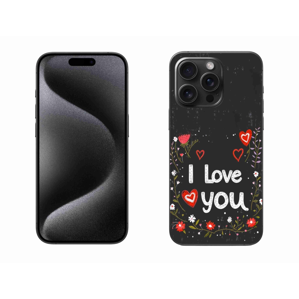 Gélový kryt mmCase na iPhone 15 Pro Max - I love you čierne pozadie