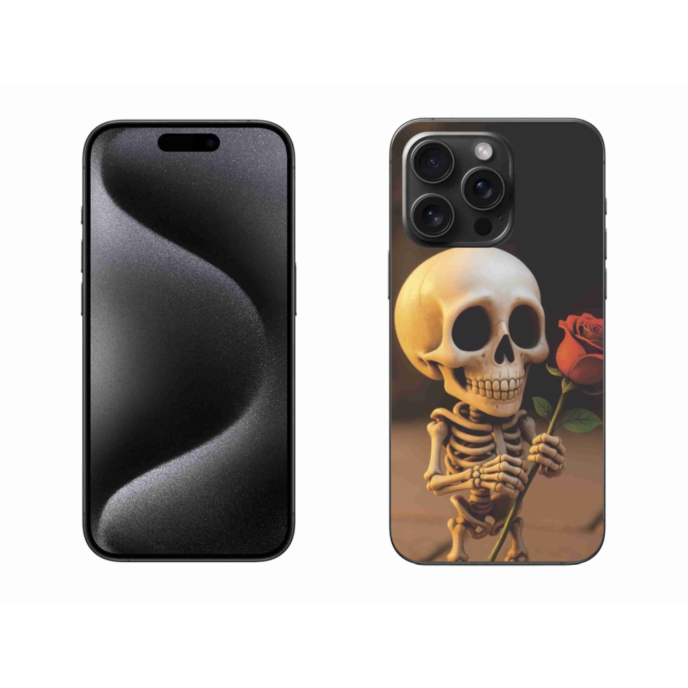 Gélový kryt mmCase na iPhone 15 Pro Max - kostlivec s ružou