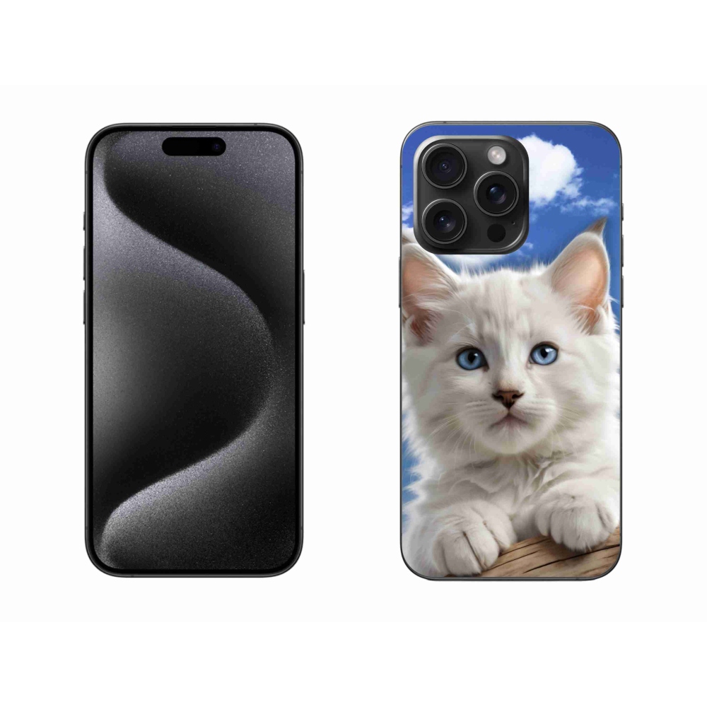 Gélový kryt mmCase na iPhone 15 Pro Max - mačiatko a oblaky