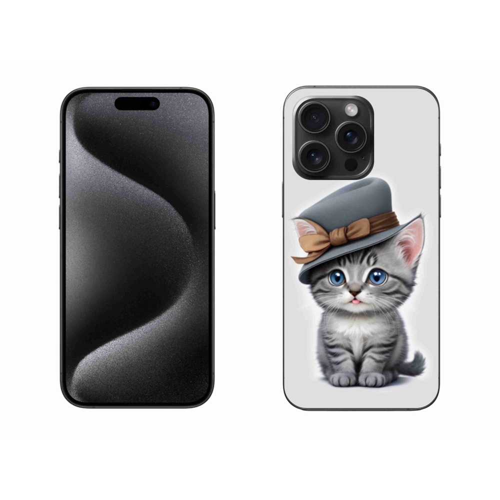 Gélový kryt mmCase na iPhone 15 Pro Max - mačiatko s klobúkom