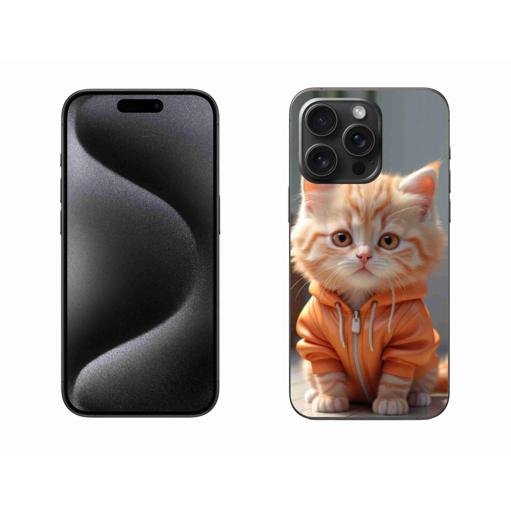 Gélový kryt mmCase na iPhone 15 Pro Max - mačiatko v mikine