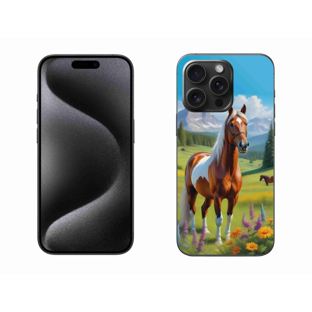 Gélový kryt mmCase na iPhone 15 Pro Max - kôň na lúke